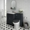 Chatsworth White Marble Traditional Graphite Vanity Unit + Toilet Package -Cloakroom Suites Shop CWM610WCBLK p
