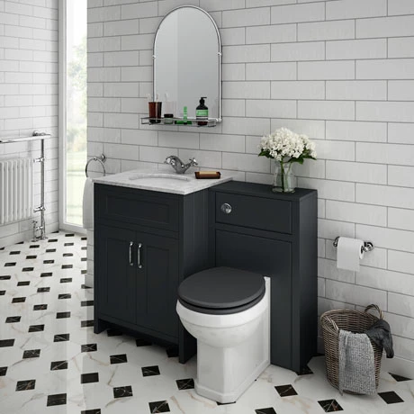 Chatsworth White Marble Traditional Graphite Vanity Unit + Toilet Package 3 Chatsworth White Marble Traditional Graphite Vanity Unit + Toilet Package