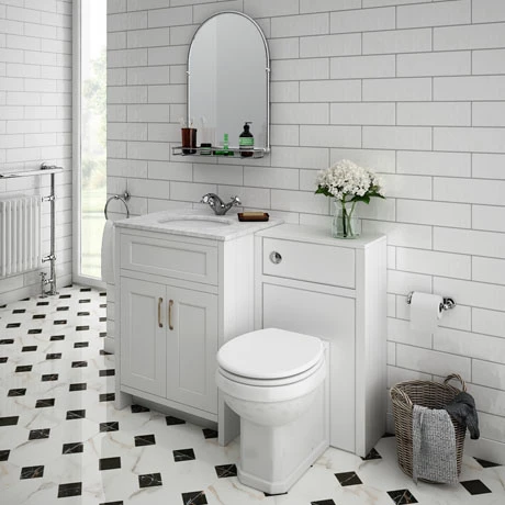 Chatsworth White Marble 610mm Traditional White Vanity Unit + Toilet Package 3 Chatsworth White Marble 610mm Traditional White Vanity Unit + Toilet Package
