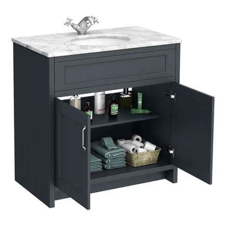 Chatsworth White Marble 810mm Traditional Graphite Vanity Unit + Toilet Package 7 Chatsworth White Marble 810mm Traditional Graphite Vanity Unit + Toilet Package - Image 5