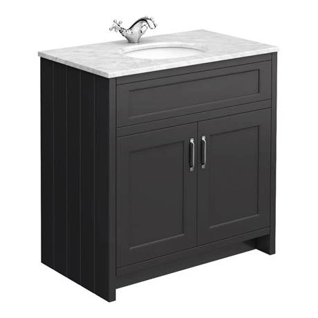 Chatsworth White Marble 810mm Traditional Graphite Vanity Unit + Toilet Package 4 Chatsworth White Marble 810mm Traditional Graphite Vanity Unit + Toilet Package - Image 2