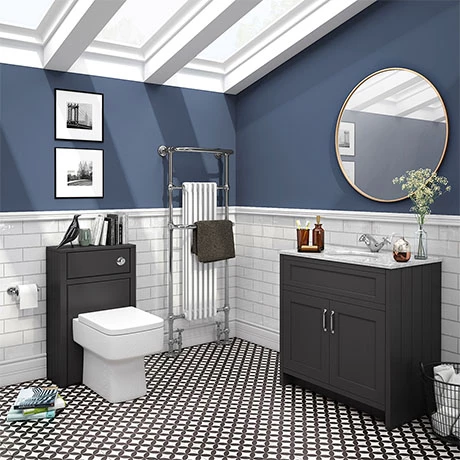 Chatsworth White Marble 810mm Traditional Graphite Vanity Unit + Toilet Package 3 Chatsworth White Marble 810mm Traditional Graphite Vanity Unit + Toilet Package