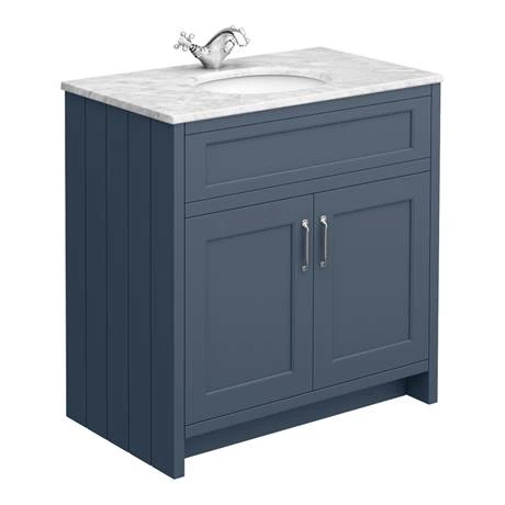Chatsworth White Marble 810mm Traditional Blue Vanity Unit + Toilet Package 4 Chatsworth White Marble 810mm Traditional Blue Vanity Unit + Toilet Package - Image 2