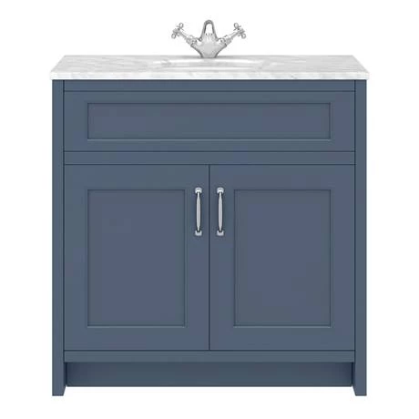 Chatsworth White Marble 810mm Traditional Blue Vanity Unit + Toilet Package 6 Chatsworth White Marble 810mm Traditional Blue Vanity Unit + Toilet Package - Image 4