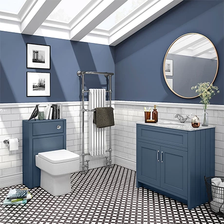 Chatsworth White Marble 810mm Traditional Blue Vanity Unit + Toilet Package 3 Chatsworth White Marble 810mm Traditional Blue Vanity Unit + Toilet Package