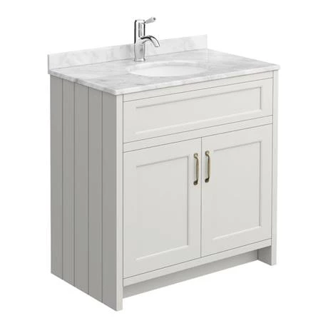 Chatsworth White Marble 810mm Traditional Grey Vanity Unit + Toilet Package 5 Chatsworth White Marble 810mm Traditional Grey Vanity Unit + Toilet Package - Image 3