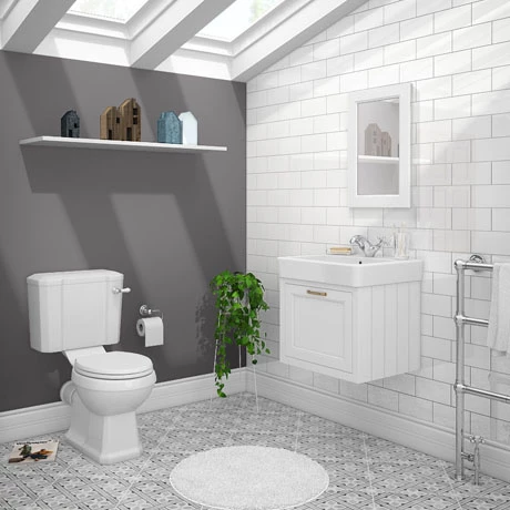 Chatsworth White Cloakroom Suite (Wall Hung Vanity Unit + Close Coupled Toilet) 3 Chatsworth White Cloakroom Suite (Wall Hung Vanity Unit + Close Coupled Toilet)