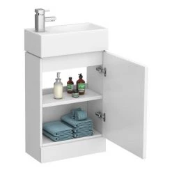 Nuie Cubix Gloss White Vanity Unit with Concealed Cistern, Square BTW Pan & Soft Close Seat 12 Nuie Cubix Gloss White Vanity Unit with Concealed Cistern, Square BTW Pan & Soft Close Seat -Cloakroom Suites Shop CXCCSBTWP d4 460