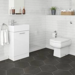 Nuie Cubix Gloss White Vanity Unit with Concealed Cistern, Square BTW Pan & Soft Close Seat
