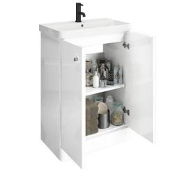 Cruze B-Shaped Shower Bath Suite - 1700mm with White Vanity Unit and Toilet 13 Cruze B-Shaped Shower Bath Suite - 1700mm with White Vanity Unit and Toilet -Cloakroom Suites Shop CZSBS17 d5 460
