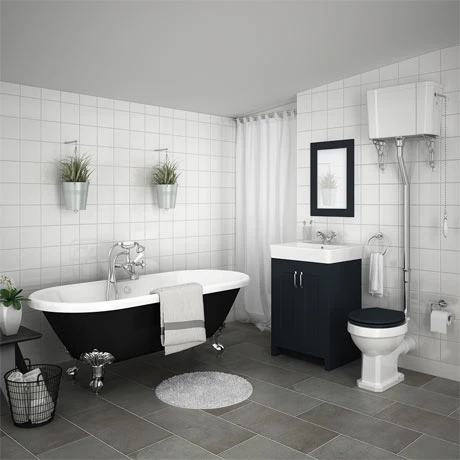 Chatsworth High Level Graphite Roll Top Bathroom Suite inc. Black Bath 3 Chatsworth High Level Graphite Roll Top Bathroom Suite inc. Black Bath