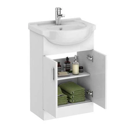 Cove 1050mm Vanity Unit Cloakroom Suite (Gloss White - Depth 300mm) 4 Cove 1050mm Vanity Unit Cloakroom Suite (Gloss White - Depth 300mm) - Image 2