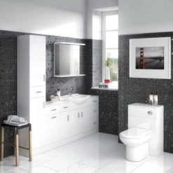 Cove 6 Piece Vanity Unit Bathroom Suite (High Gloss White - Depth 300mm)