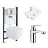 Grohe Solido Euro/Arena COMPLETE Wall Hung Suite (600mm Basin + Cosmo Smart Tap) 1 Grohe Solido Euro/Arena COMPLETE Wall Hung Suite (600mm Basin + Cosmo Smart Tap) -Cloakroom Suites Shop EURWHPAK1 n p1