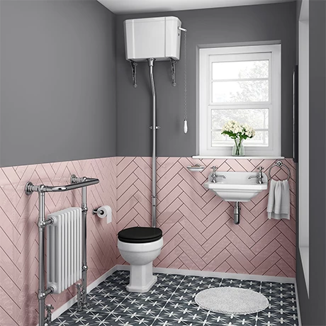 Carlton Traditional Cloakroom Suite - High level Toilet + Wall Hung Basin 3 Carlton Traditional Cloakroom Suite - High level Toilet + Wall Hung Basin