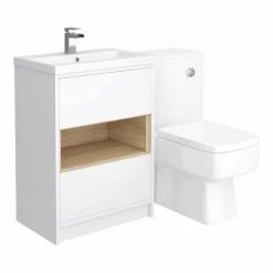 Haywood White Modern Sink Vanity Unit + Toilet Package -Cloakroom Suites Shop HYWVTP d5 460