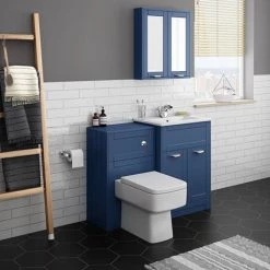 Keswick Blue 620mm Sink Vanity Unit + Toilet Package -Cloakroom Suites Shop KES BLU PK1 d6 460