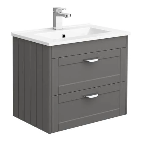 Keswick Grey Wall Hung 2-Drawer Vanity Unit + Toilet Package 4 Keswick Grey Wall Hung 2-Drawer Vanity Unit + Toilet Package - Image 2