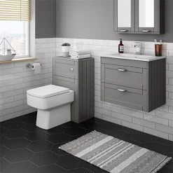 Keswick Grey Wall Hung 2-Drawer Vanity Unit + Toilet Package