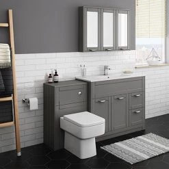Keswick Grey 1015mm Sink Vanity Unit + Toilet Package