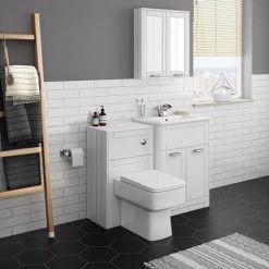 Keswick White 620mm Sink Vanity Unit + Toilet Package -Cloakroom Suites Shop KES WHT PK1 nd6 460