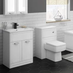 Keswick White 620mm Sink Vanity Unit + Toilet Package