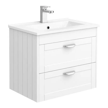 Keswick White Wall Hung 2-Drawer Vanity Unit + Toilet Package 4 Keswick White Wall Hung 2-Drawer Vanity Unit + Toilet Package - Image 2
