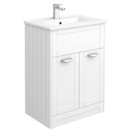 Keswick White Sink Vanity Unit, Storage Unit, Tall Boy + Toilet Package 4 Keswick White Sink Vanity Unit, Storage Unit, Tall Boy + Toilet Package - Image 2