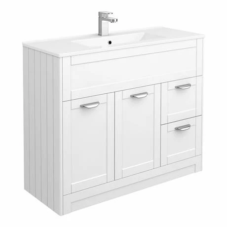 Keswick White 1015mm Sink Vanity Unit, Tall Boy + Toilet Package 4 Keswick White 1015mm Sink Vanity Unit, Tall Boy + Toilet Package - Image 2