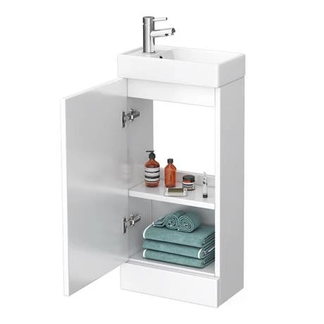 Milan Minimalist Compact Floor Standing Vanity Unit + Knedlington Close Coupled Toilet 5 Milan Minimalist Compact Floor Standing Vanity Unit + Knedlington Close Coupled Toilet - Image 3