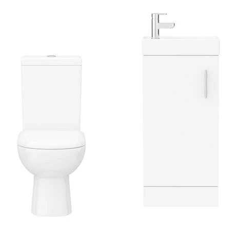 Milan Minimalist Compact Floor Standing Vanity Unit + Knedlington Close Coupled Toilet 7 Milan Minimalist Compact Floor Standing Vanity Unit + Knedlington Close Coupled Toilet - Image 5