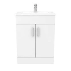 Toreno 1100mm Gloss White Vanity Unit Bathroom Suite - Depth 400/200mm -Cloakroom Suites Shop MOD1100PAN d7 460