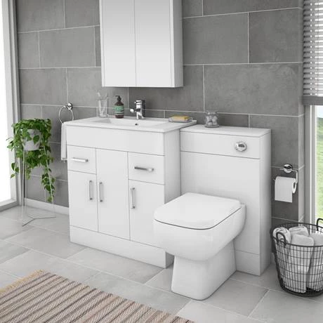 Toreno 1300mm Gloss White Vanity Unit Bathroom Suite - Depth 400/200mm 7 Toreno 1300mm Gloss White Vanity Unit Bathroom Suite - Depth 400/200mm - Image 5