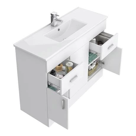 Toreno 1500mm Gloss White Vanity Unit Bathroom Suite - Depth 400/200mm 4 Toreno 1500mm Gloss White Vanity Unit Bathroom Suite - Depth 400/200mm - Image 2