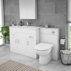 Toreno 1500mm Gloss White Vanity Unit Bathroom Suite - Depth 400/200mm 12 Toreno 1500mm Gloss White Vanity Unit Bathroom Suite - Depth 400/200mm -Cloakroom Suites Shop MOD1500 n d3 460