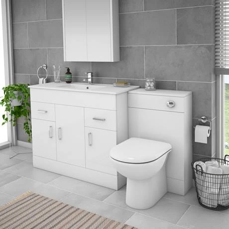 Toreno 1500mm Gloss White Vanity Unit Bathroom Suite - Depth 400/200mm 7 Toreno 1500mm Gloss White Vanity Unit Bathroom Suite - Depth 400/200mm - Image 5