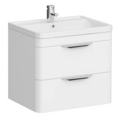 Monza Gloss White Wall Hung Sink Vanity Unit + Square Toilet Package -Cloakroom Suites Shop MZWHTWHVTP d1 460