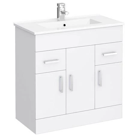 Toreno 1300mm Gloss White Vanity Unit Bathroom Suite - Depth 400/200mm 4 Toreno 1300mm Gloss White Vanity Unit Bathroom Suite - Depth 400/200mm - Image 2