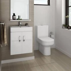 Nova Cloakroom Suite (Wall Hung Basin Unit + Close Coupled Toilet) -Cloakroom Suites Shop NVCLKWH n d4 460