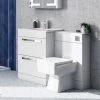 Nova High Gloss White Vanity Bathroom Suite - W1100 x D400/200mm 1 Nova High Gloss White Vanity Bathroom Suite - W1100 x D400/200mm -Cloakroom Suites Shop NWCVTFW600 n p