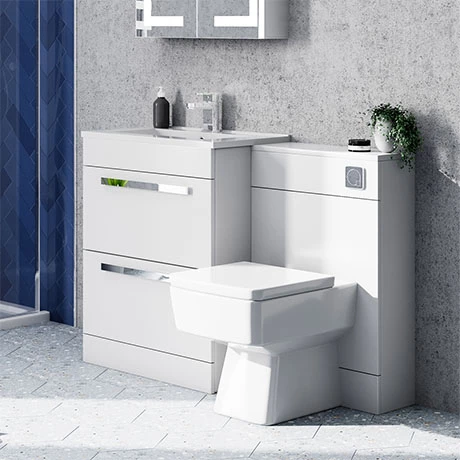 Nova High Gloss White Vanity Bathroom Suite - W1100 x D400/200mm 3 Nova High Gloss White Vanity Bathroom Suite - W1100 x D400/200mm