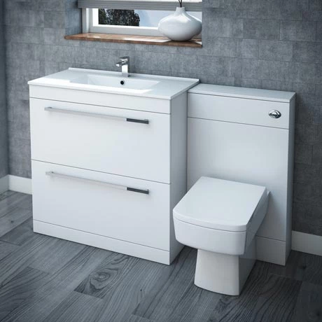 Nova High Gloss White Vanity Bathroom Suite - W1300 x D400/200mm 3 Nova High Gloss White Vanity Bathroom Suite - W1300 x D400/200mm