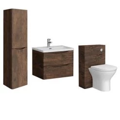 Monza Chestnut Wall Hung Bathroom Furniture Package -Cloakroom Suites Shop RDCWHPK1 d1 460