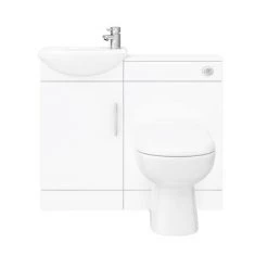 Sienna W920 x D200mm High Gloss White Vanity Unit Cloakroom Suite + D-shaped pan -Cloakroom Suites Shop SIE001 VTY d1 460