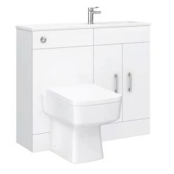 Valencia Slimline Combination Basin & Toilet Unit - White Gloss - (1000 x 305mm) 11 Valencia Slimline Combination Basin & Toilet Unit - White Gloss - (1000 x 305mm) -Cloakroom Suites Shop SLFP N D4 460