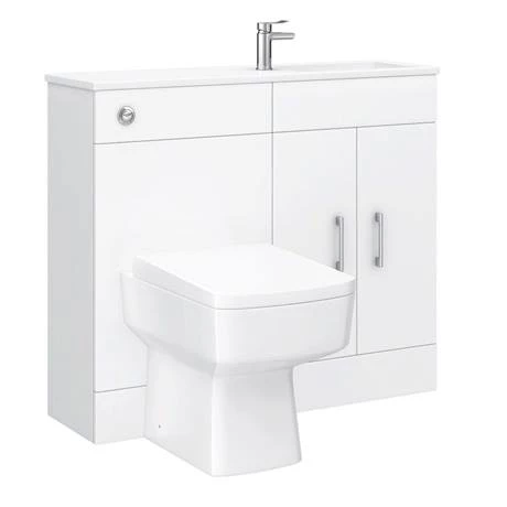 Valencia Slimline Combination Basin & Toilet Unit - White Gloss - (1000 x 305mm) 6 Valencia Slimline Combination Basin & Toilet Unit - White Gloss - (1000 x 305mm) - Image 5