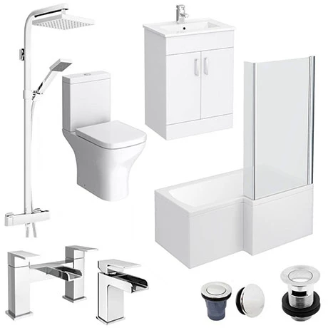 Toreno L-Shaped 1500 Complete Bathroom Package 3 Toreno L-Shaped 1500 Complete Bathroom Package