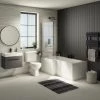 Valencia Bathroom Suite (Toilet, Grey Vanity with Black Handle, L-Shaped Bath + Screen) 2 Valencia Bathroom Suite (Toilet, Grey Vanity with Black Handle, L-Shaped Bath + Screen) -Cloakroom Suites Shop VBSGGBL6 p