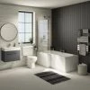 Valencia Bathroom Suite (Toilet, Grey Vanity with Chrome Handle, L-Shaped Bath + Screen) 1 Valencia Bathroom Suite (Toilet, Grey Vanity with Chrome Handle, L-Shaped Bath + Screen) -Cloakroom Suites Shop VBSGGCH6 p