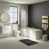 Valencia Bathroom Suite (Toilet, White Vanity with Brass Handle, L-Shaped Bath + Screen) 1 Valencia Bathroom Suite (Toilet, White Vanity with Brass Handle, L-Shaped Bath + Screen) -Cloakroom Suites Shop VBSGWBB6 p